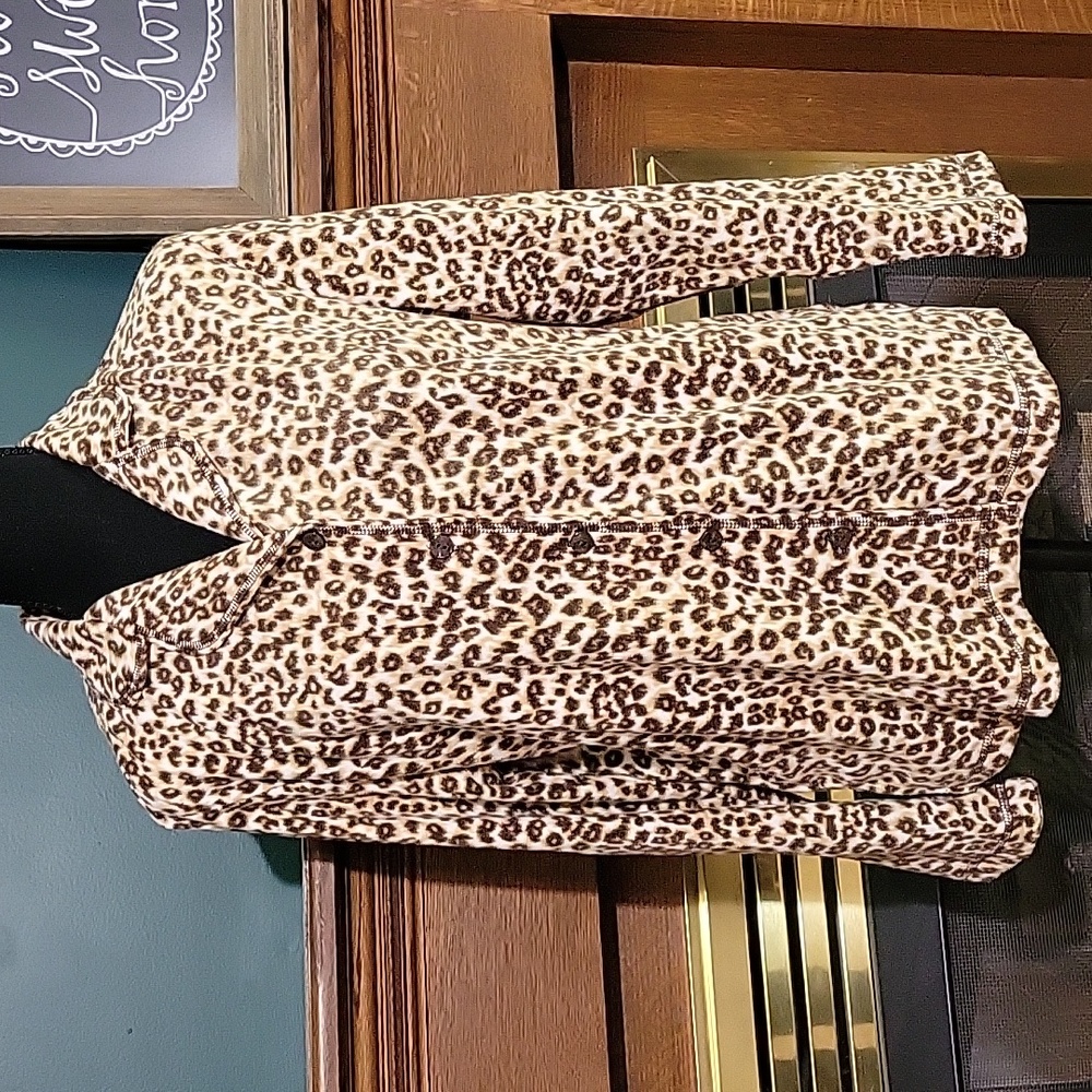 Charter Club Intimates Animal Print Button Up Pajama Top Size Small